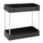 2-Tier Under Sink Shelf Organizer Space Saving Under Bathroom Sink Storage Rack w/ 4 Hooks