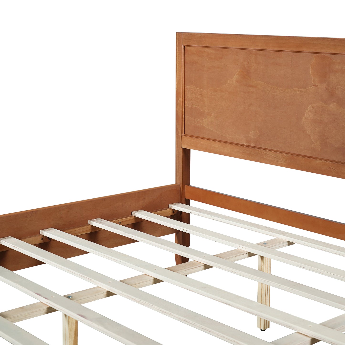 King Size Wood Platform Bed Frame with Classic Panel Headboard