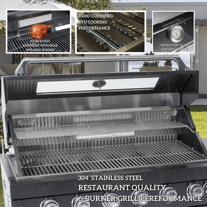 94-Inch 6-Burner Deluxe Stainless Steel Gas Outdoor Kitchen Grill