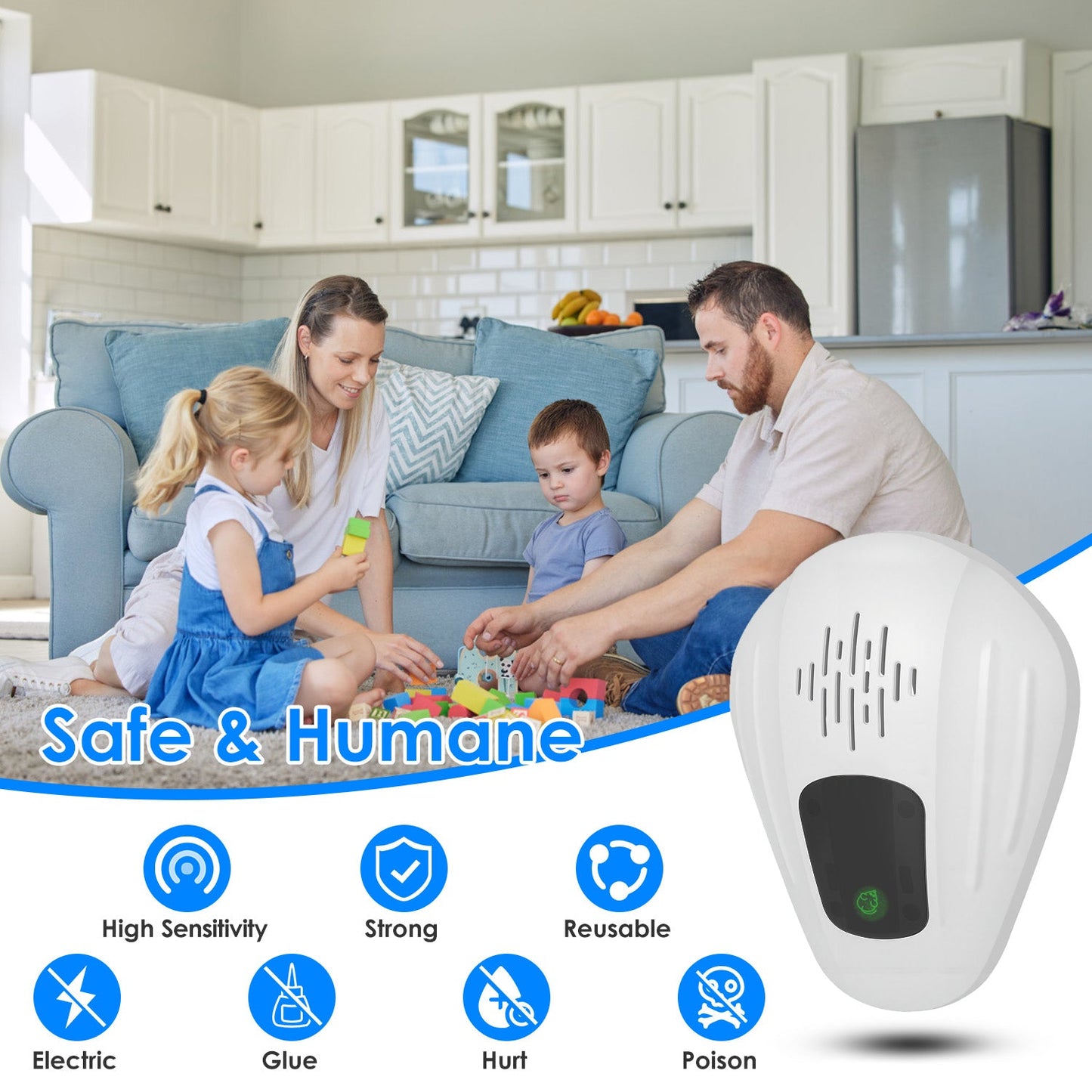 Ultrasonic Pest Repeller 2-Pack for Mosquitoes, Roaches & Rats