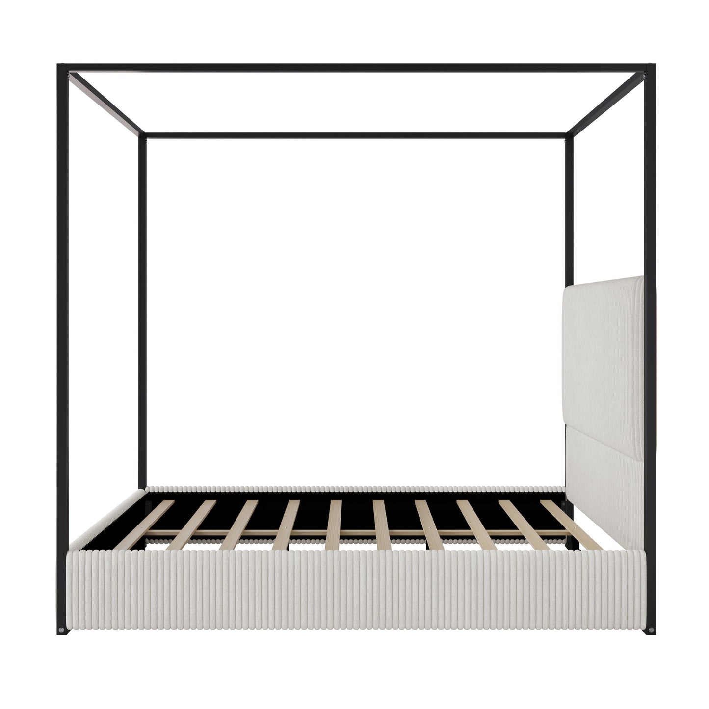 Canopy Bed With Tall Upholstered Headboard And 4 Poster