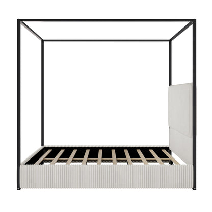 Canopy Bed With Tall Upholstered Headboard And 4 Poster