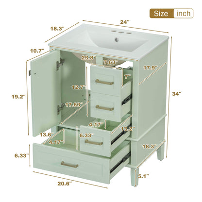 Bathroom Vanity, Modern Bathroom Cabinet With Sink Combo Set, Bathroom Storage Cabinet With A Soft Closing Door And 3 Drawers, Solid Wood Frame