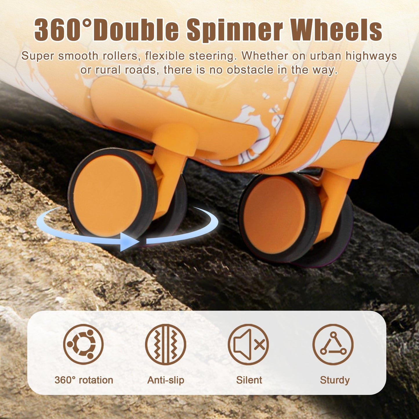 3-Piece PC Spinner Wheel Luggage Set in Orange