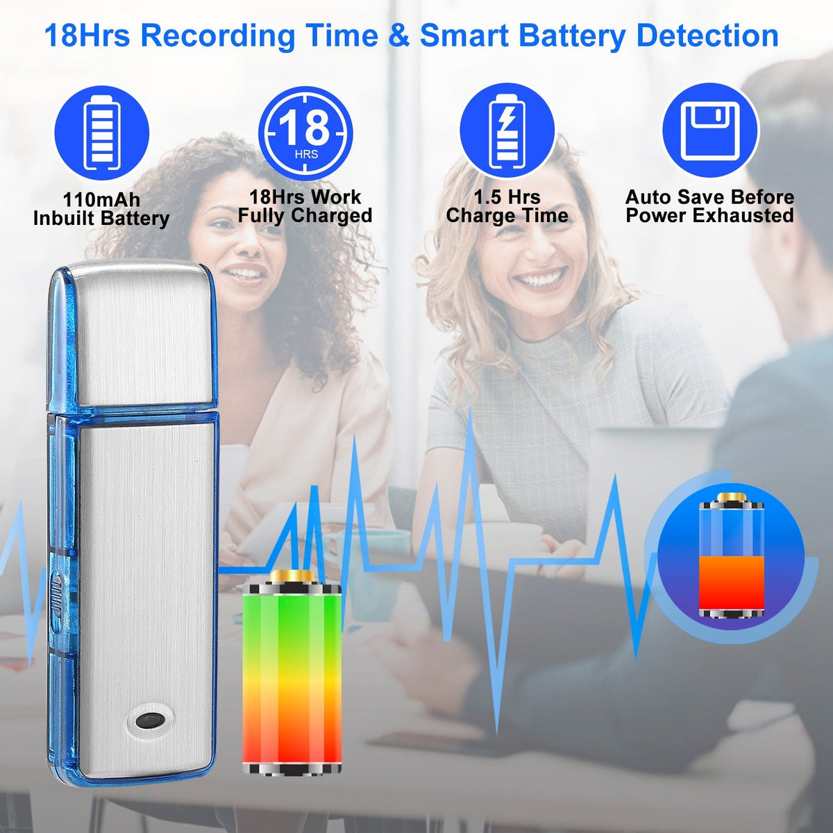 Mini Voice Recorder 8GB Digital Sound Audio Activated Recorder USB Flash Drive Disk w/ 96Hrs Recording U Disk Recorder For Meeting Lectures