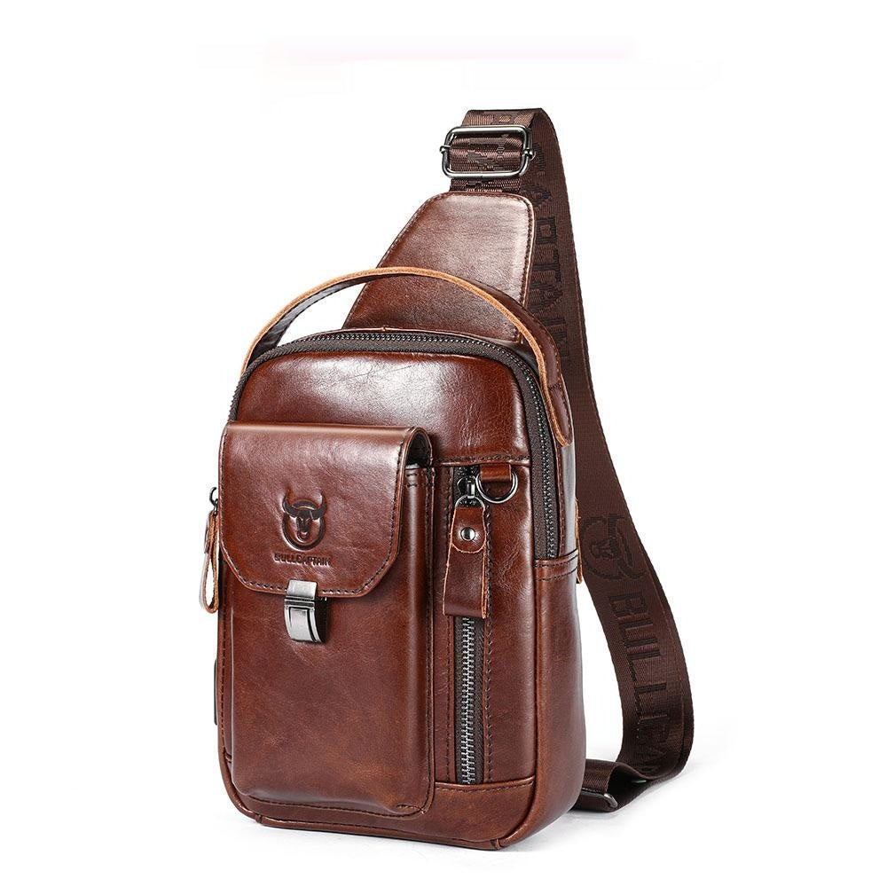 Mens Cowhide Shoulder Crossbody Bag