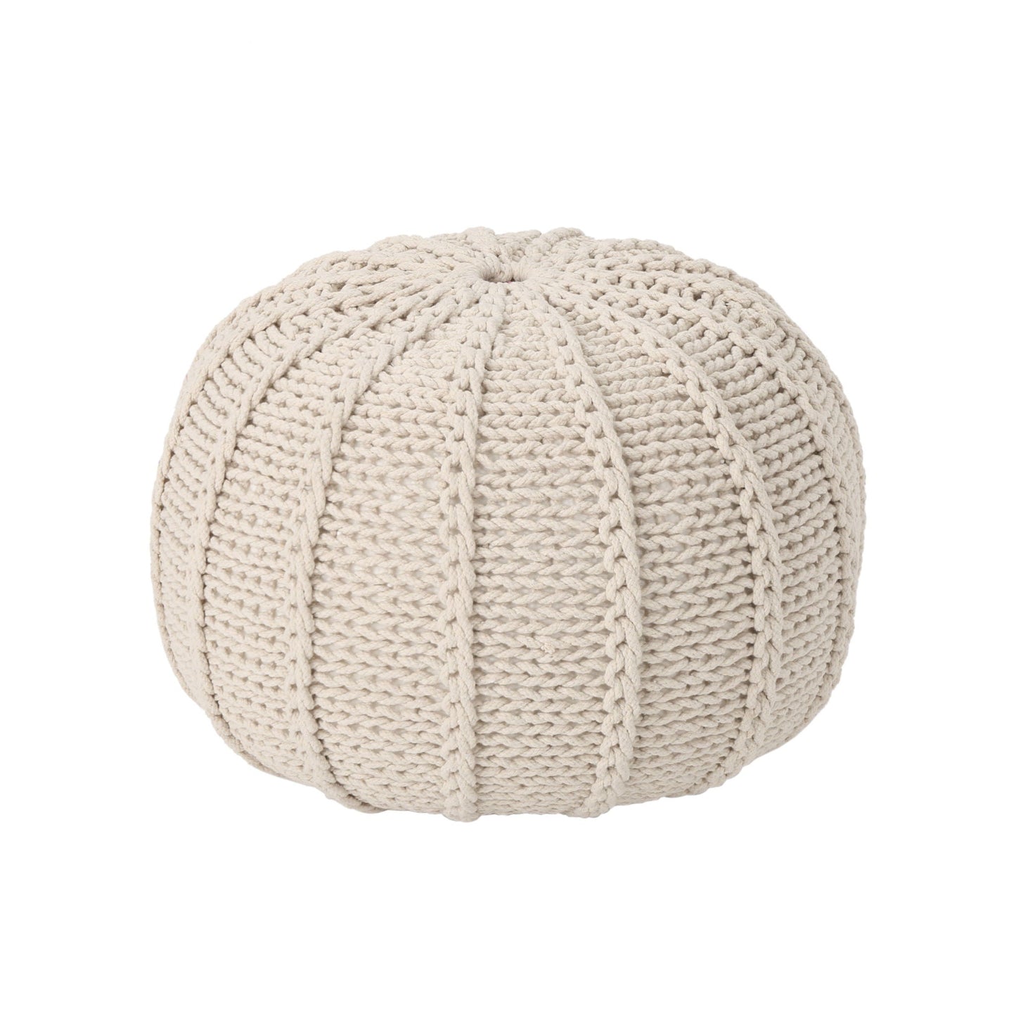 Bordeaux Knitted Round Pouf Ottoman And Floor Cushion