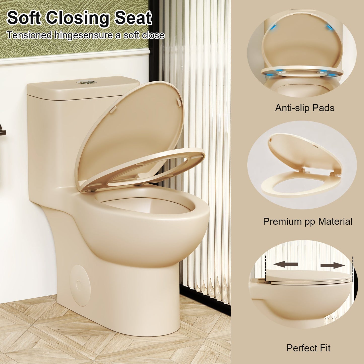1.1/1.6 GPF Tornado Flush One-Piece Toilet with Comfort Chair Seat ADA Height 17"