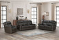 Leon - Power Console Loveseat Recliner With Power Headrest, Power Lumbar, Heat And Massage - Smokey Gray