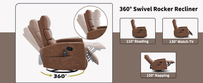 Heat Massage Manual Recliner Chair with Rocker and Swivel