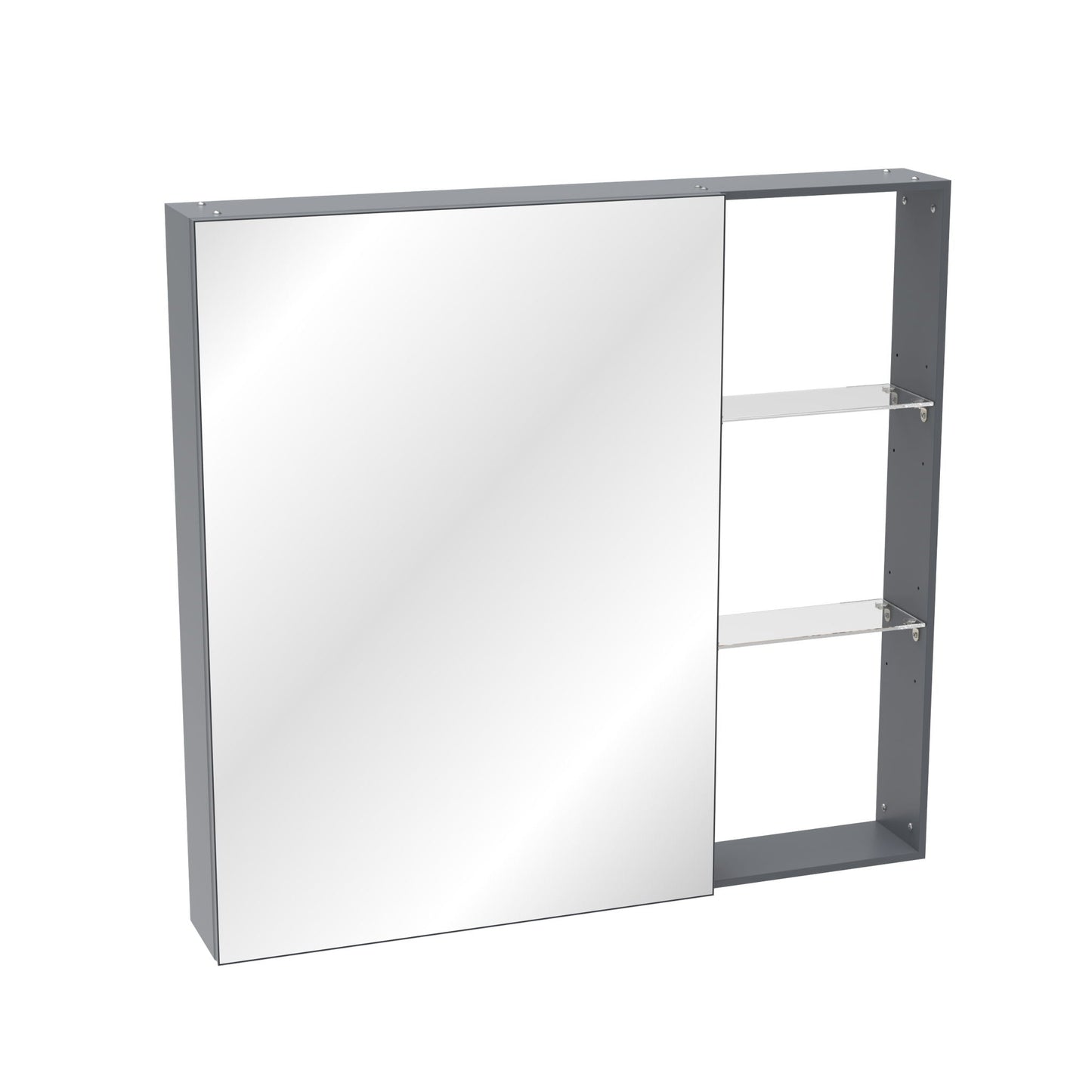 Medicine Cabinet, Wall Mounted Bathroom Mirror With Storage, Adjustable Shelves - Black Brown
