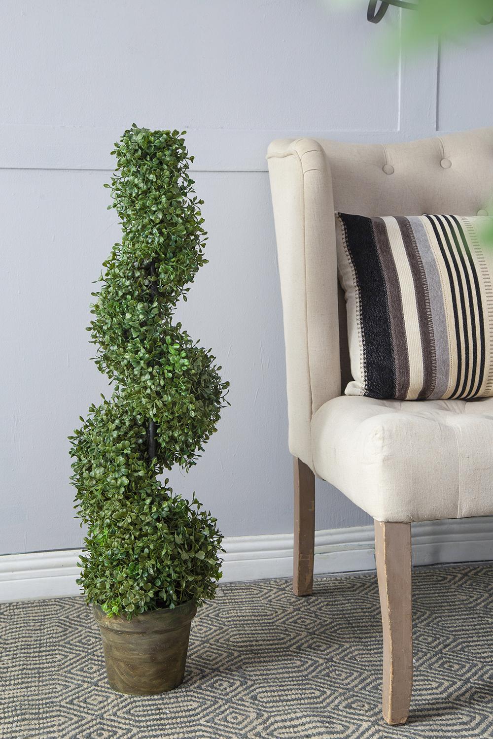 7.5x7.5x35" 3 Foot Tall Artificial Spiral Boxwood Tree