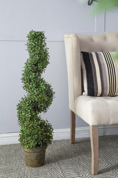 7.5x7.5x35" 3 Foot Tall Artificial Spiral Boxwood Tree