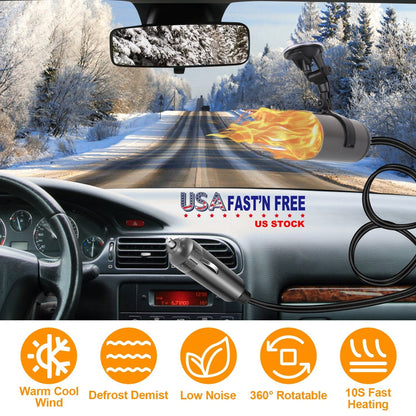 12V 150W Portable Car Heater 2 In 1 Heating Cooling Fan Rotatable Demister Defroster with 4.92ft Cord