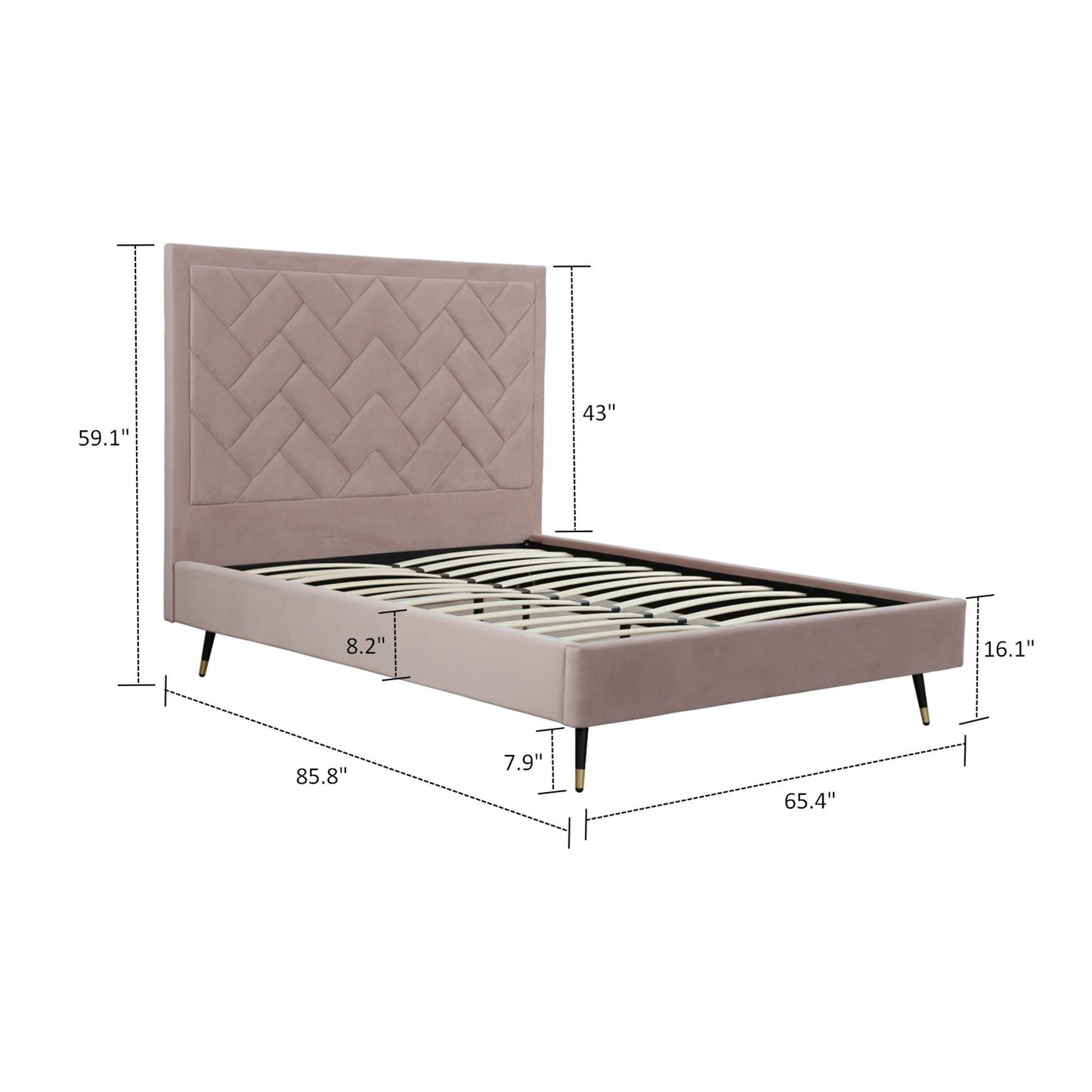 Crosby - Bed With Upholstered Headboard And Slats
