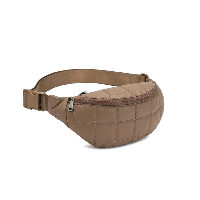 Solid-color Casual Crossbody Waist Bag With A Quilted Diamond Pattern