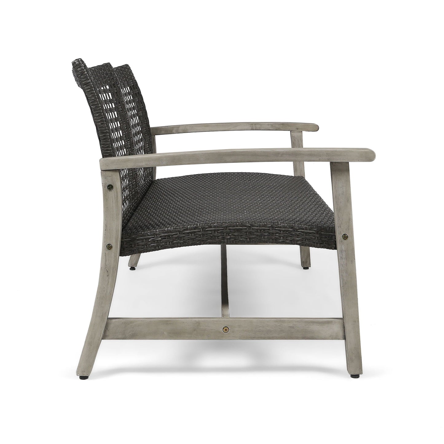 Hampton Outdoor Wood and Wicker Loveseat - Gray