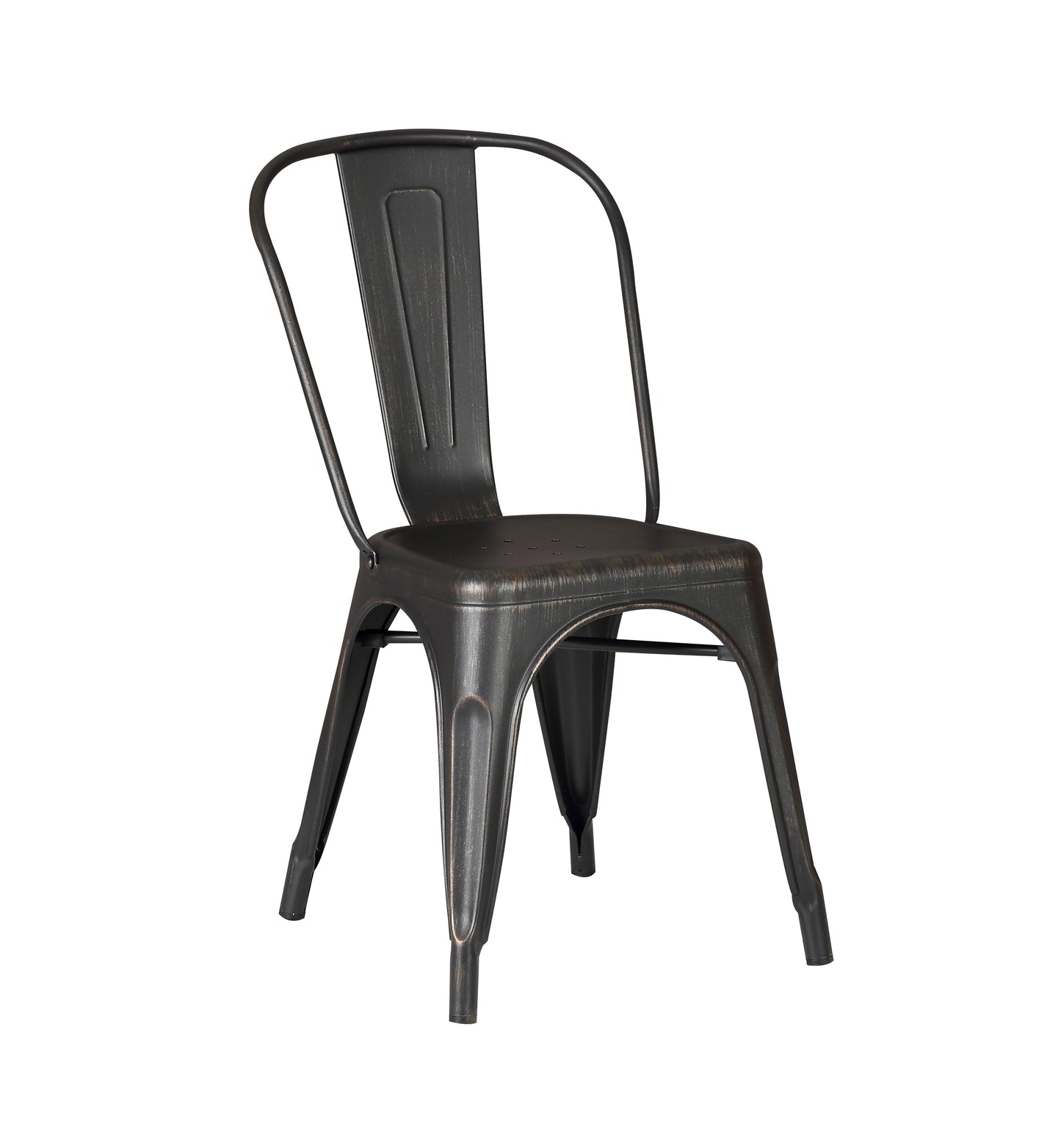 Set of 4 Stackable Metal Dining Chairs, Modern Industrial Slat Back
