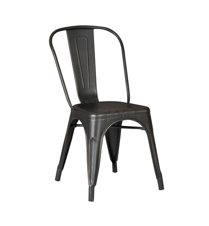 Set of 4 Stackable Metal Dining Chairs, Modern Industrial Slat Back