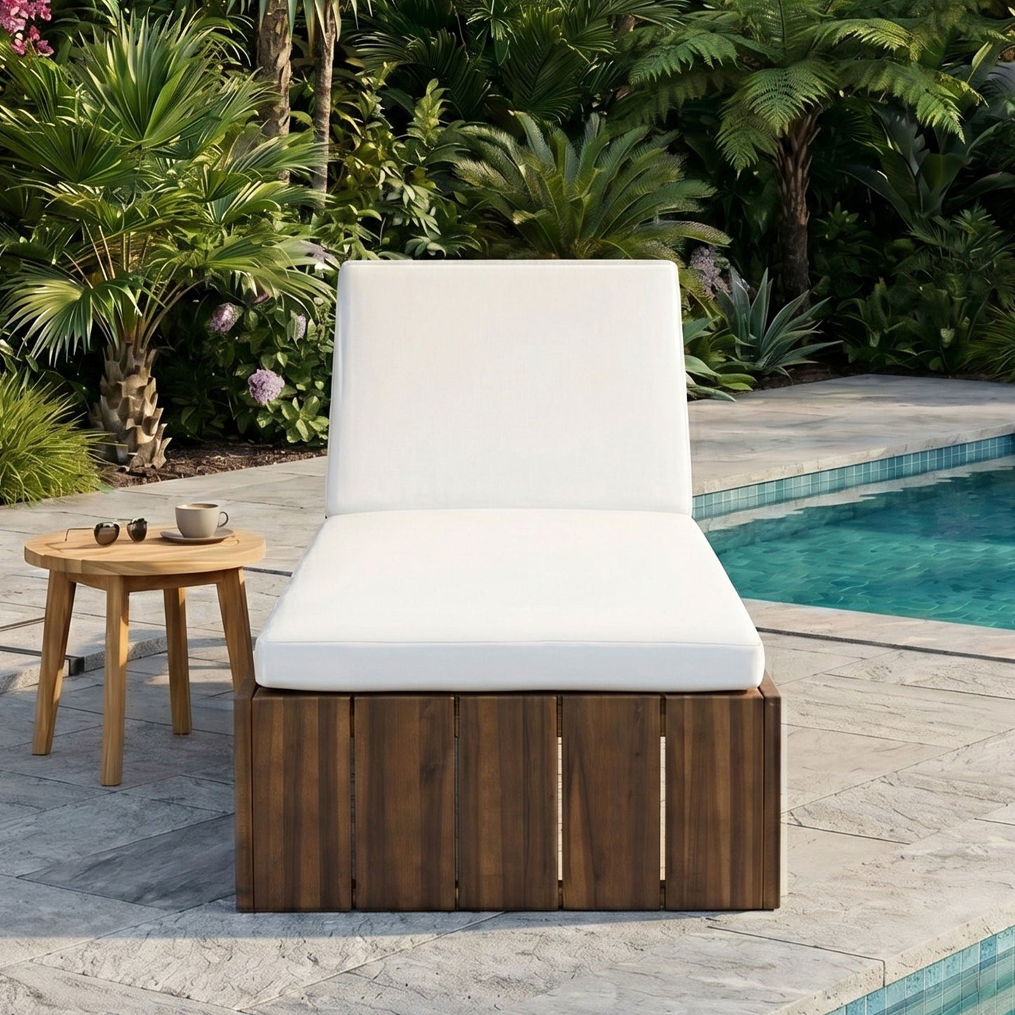 Adjustable Outdoor Chaise Lounge Patio Recliner With Removable Cushion
