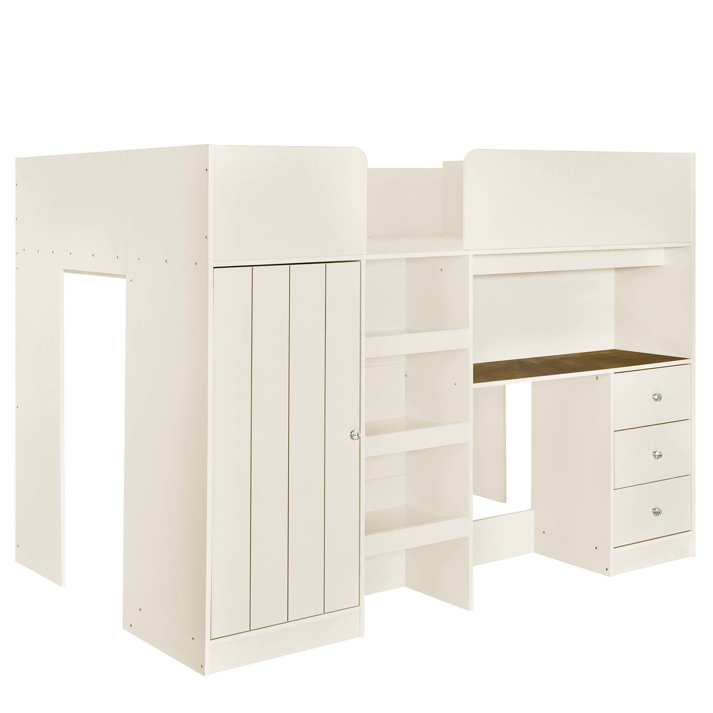 Loft Bed With Built In Wardrobe, Desk, Shelves, And Drawers