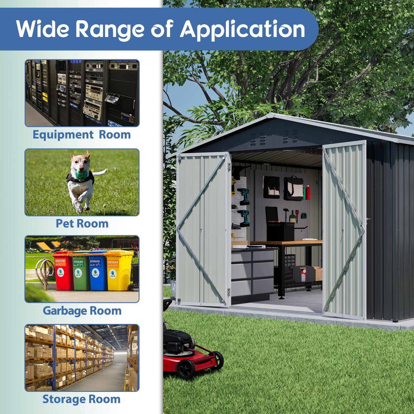 10x10 FT Large Outdoor Metal Storage Shed