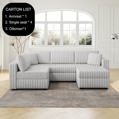 106.3" U-Shaped 4-Person Sofa with Ottoman