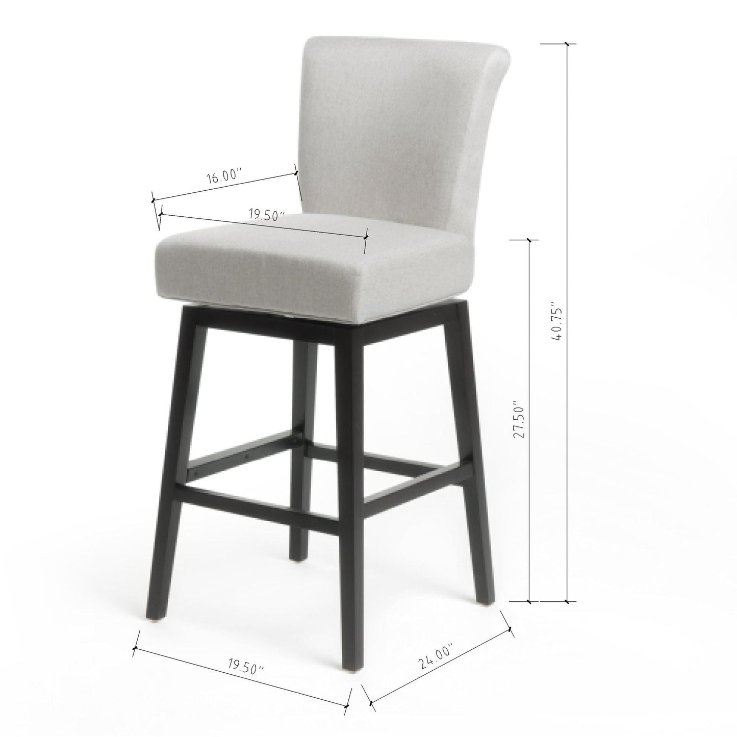 Quicksilvered Upholstered Swivel Counter Stool With Wood Legs - Beige