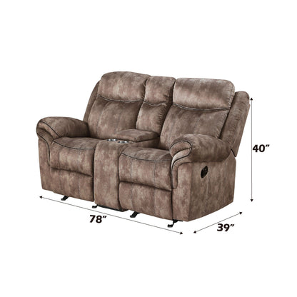 Zubaida Two Tone Recliner Loveseat with USB Port Console