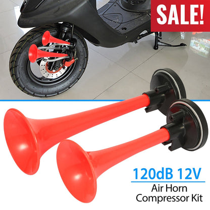 Air Horn Dual Trumpet 12V 115DB Loud Boat Motorcycle Truck Air Horn Compressor Kit