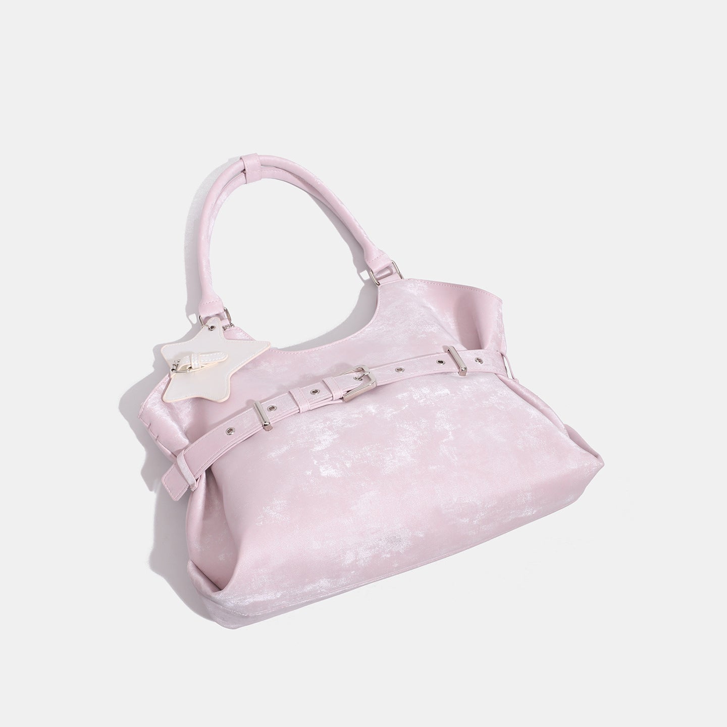 Belt-designed Single-shoulder Tote Bag Large Capacity For Women