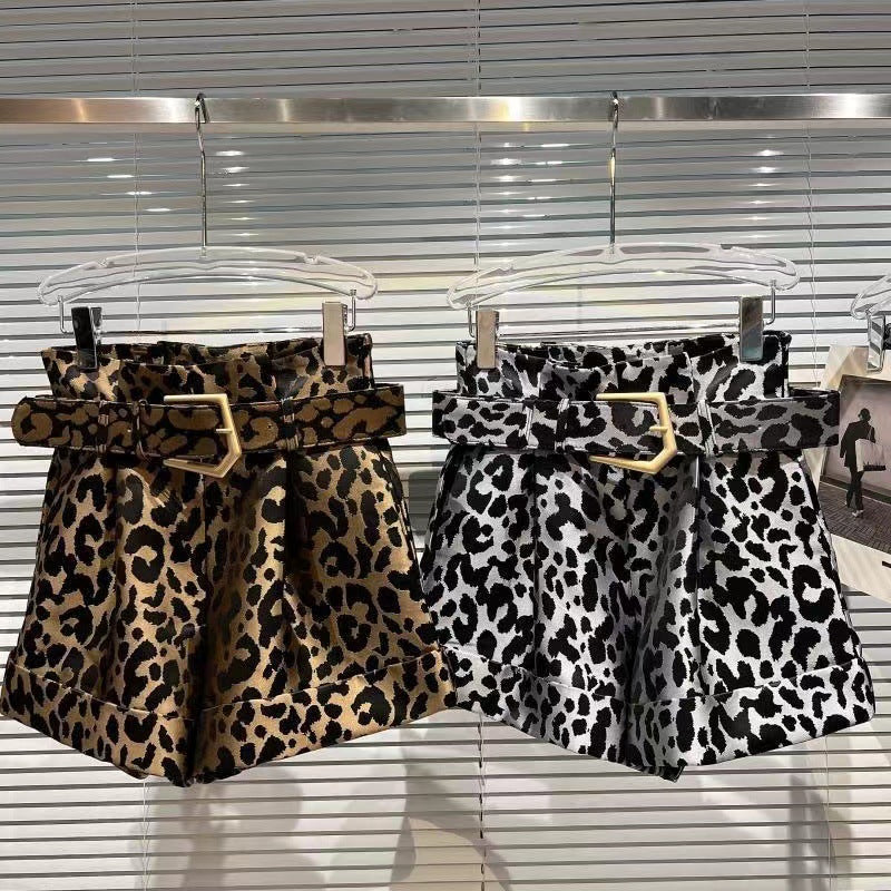 Fashion Leopard Print Suit Hot Pants