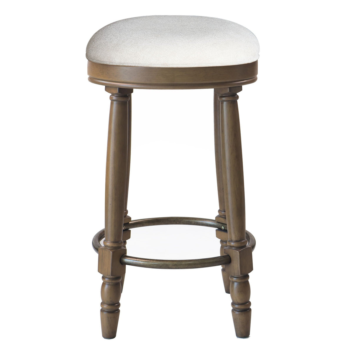 360° Swivel Wooden Barstools With Upholstered Seat, Counter Height (Set of 2)
