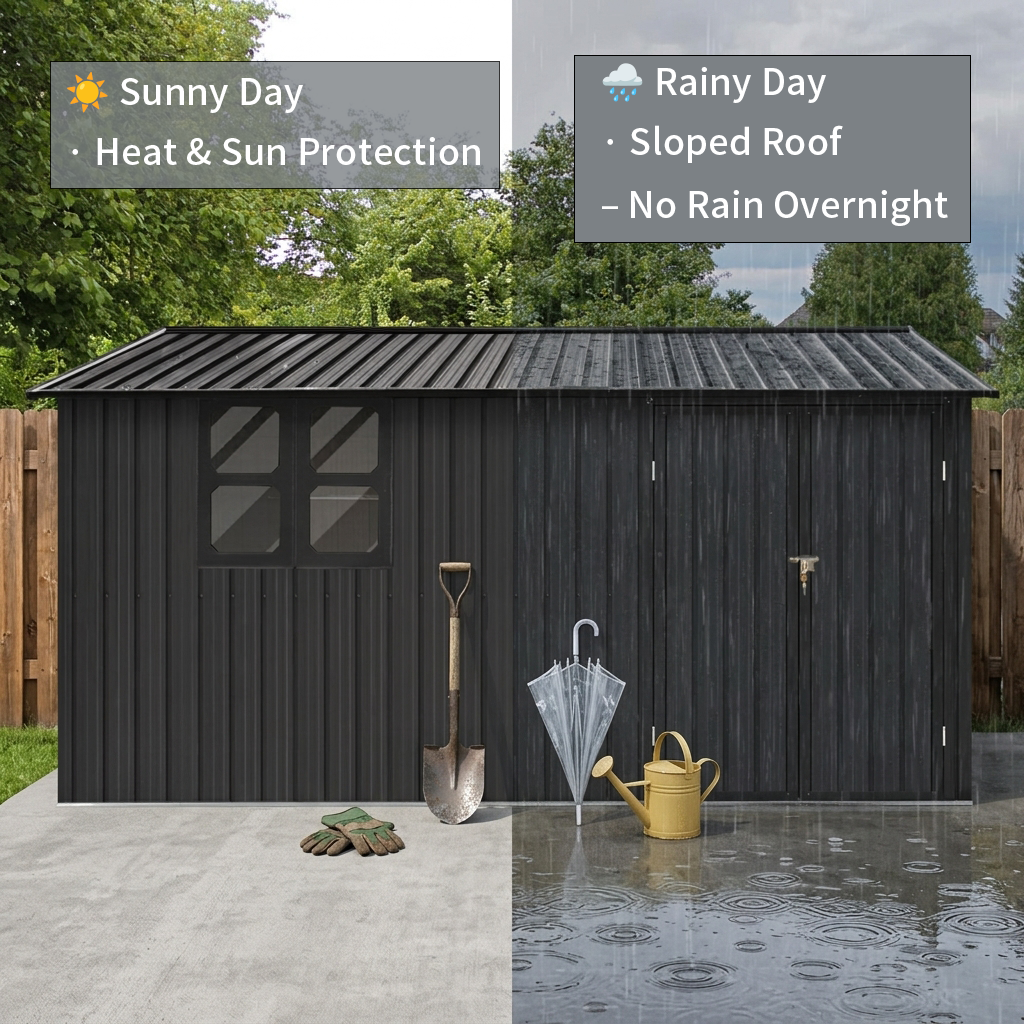 12x10 ft Metal Garden Shed Outdoor Storage