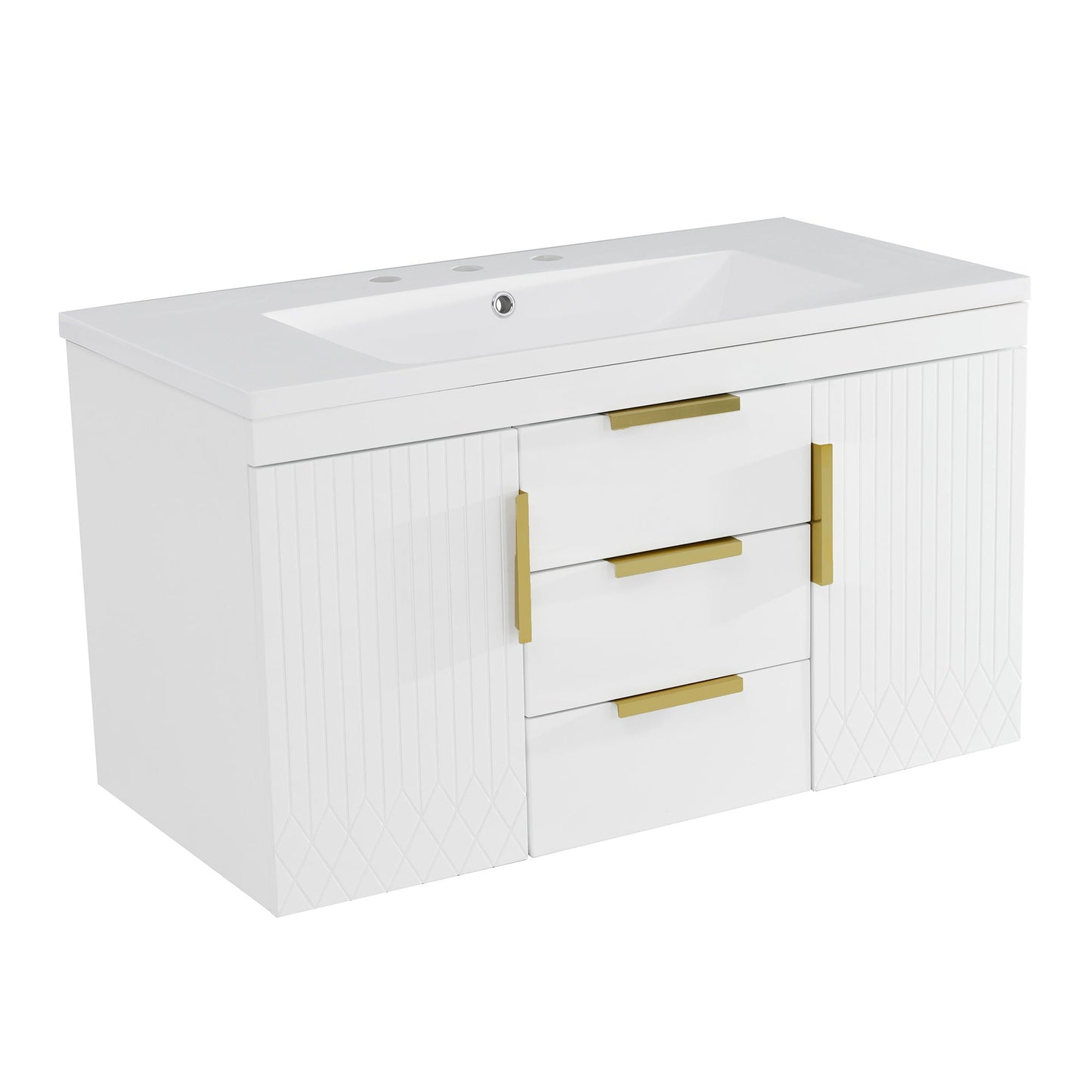 Wall Mounted Bathroom Vanity With Sink and Floating Storage Cabinet