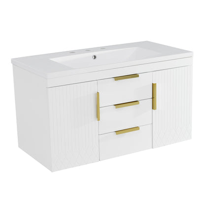 Wall Mounted Bathroom Vanity With Sink and Floating Storage Cabinet