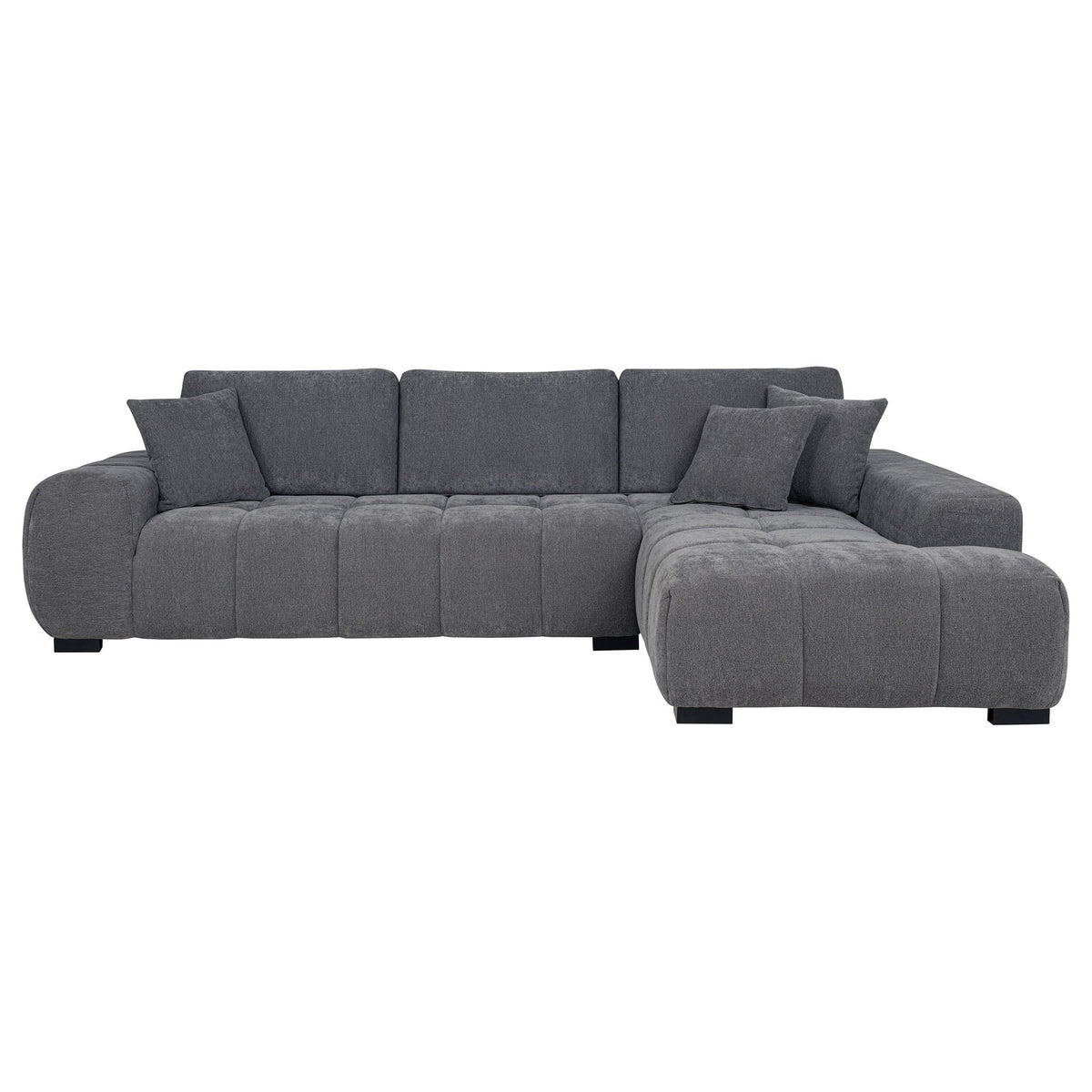 Octavia Upholstered Sectional Chaise Sofa Charcoal Grey