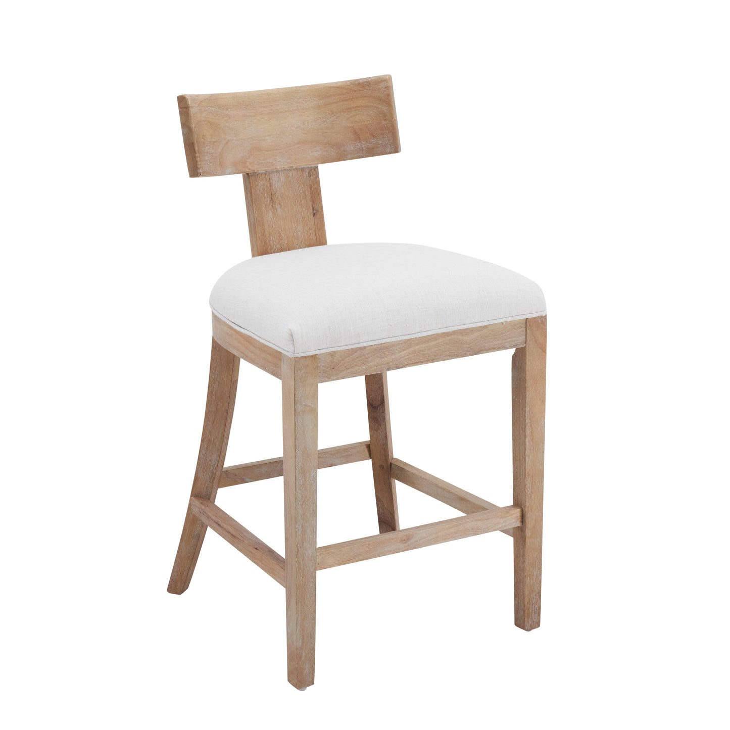 27" Upholstered Counter Stools Set of 2 with Solid Rubber Wood Frame