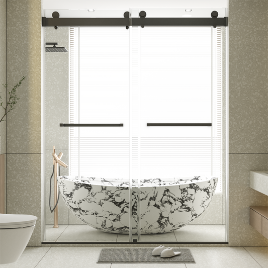 56-60"W x 76"H Frameless Double Sliding Soft-Close Shower Door
