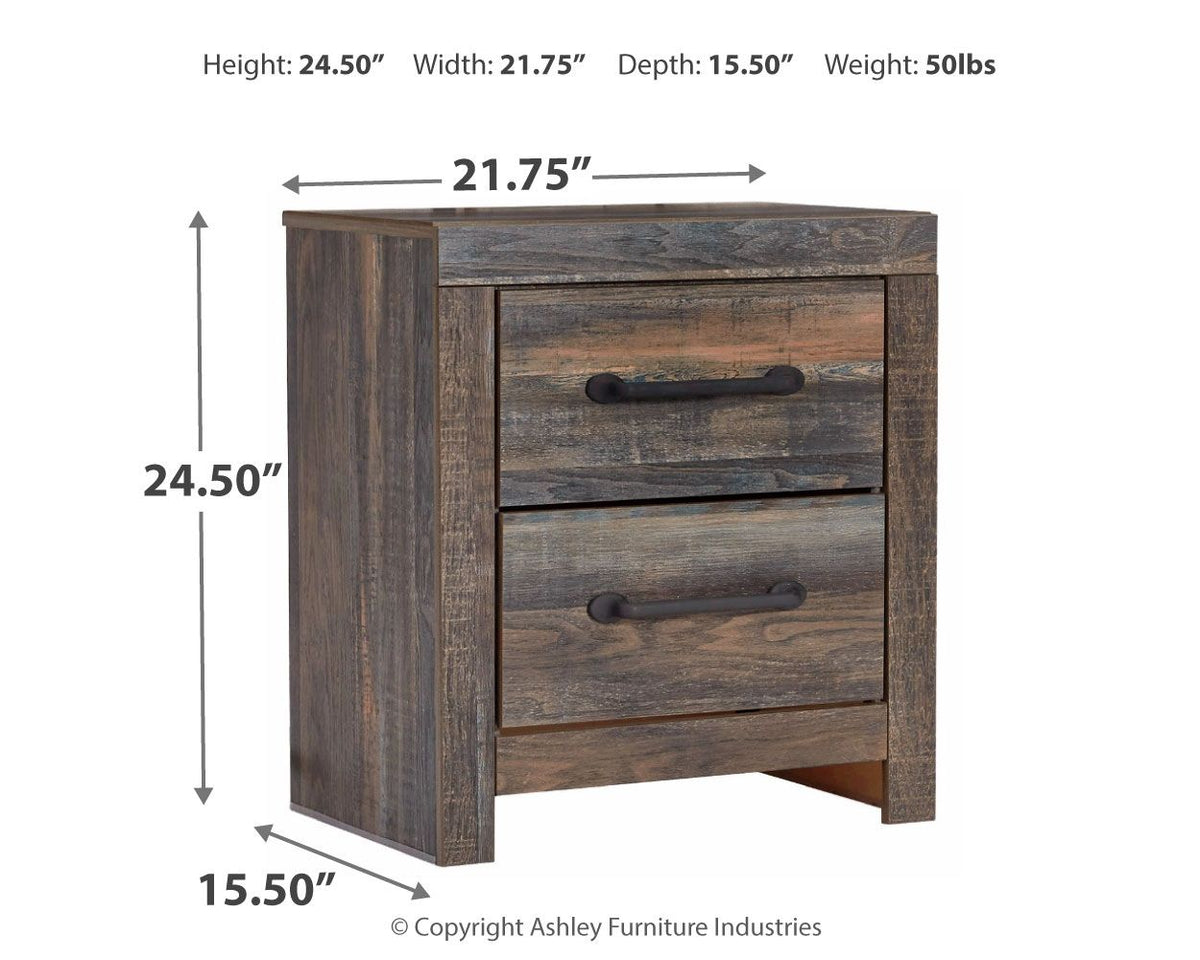 Drystan - Two Drawer Night Stand - Brown / Beige