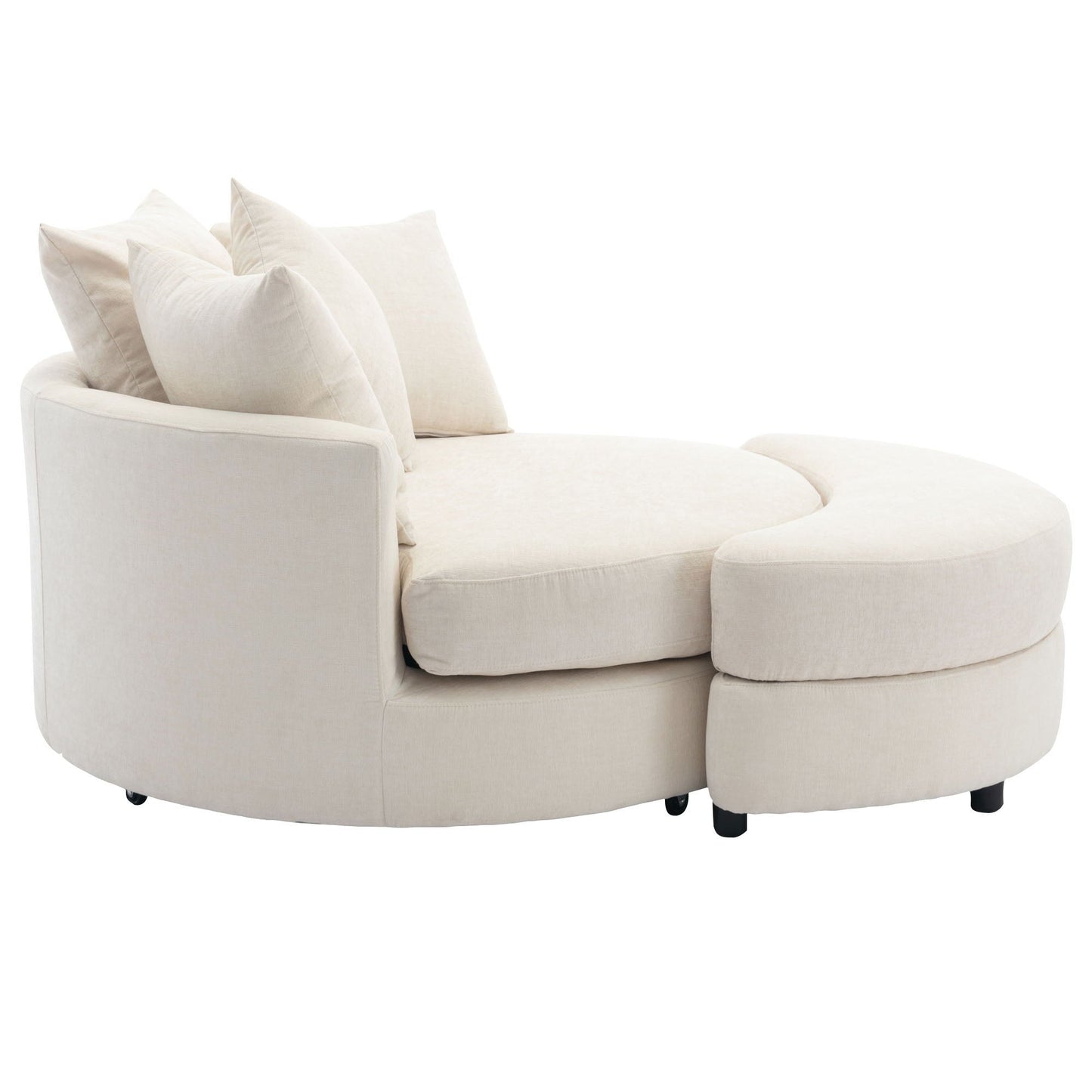 360° Swivel Accent Barrel Chair With Storage Ottoman & 4 Pillows, Modern Leisure Chair Round Accent For Living Room