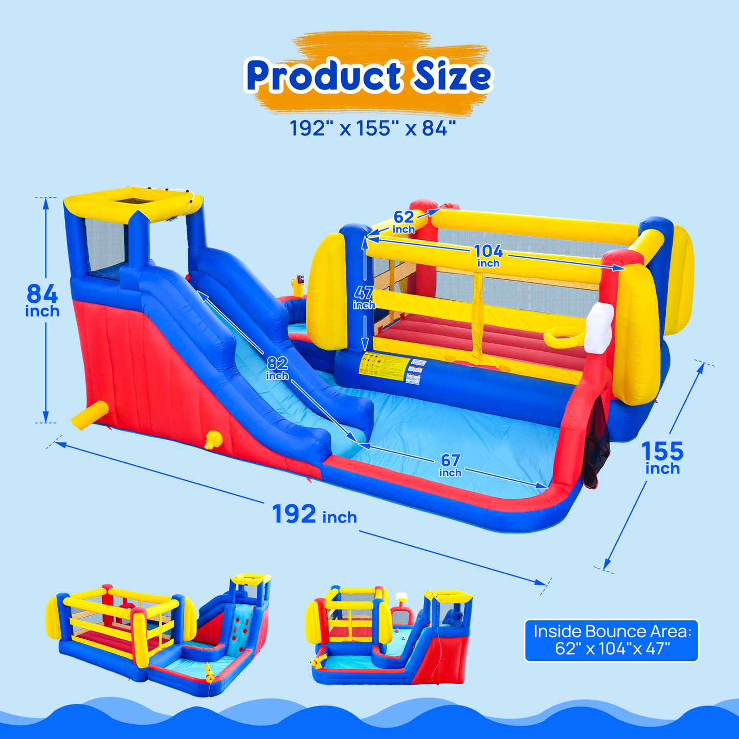7 in 1 Inflatable Slide Water Park for Kids