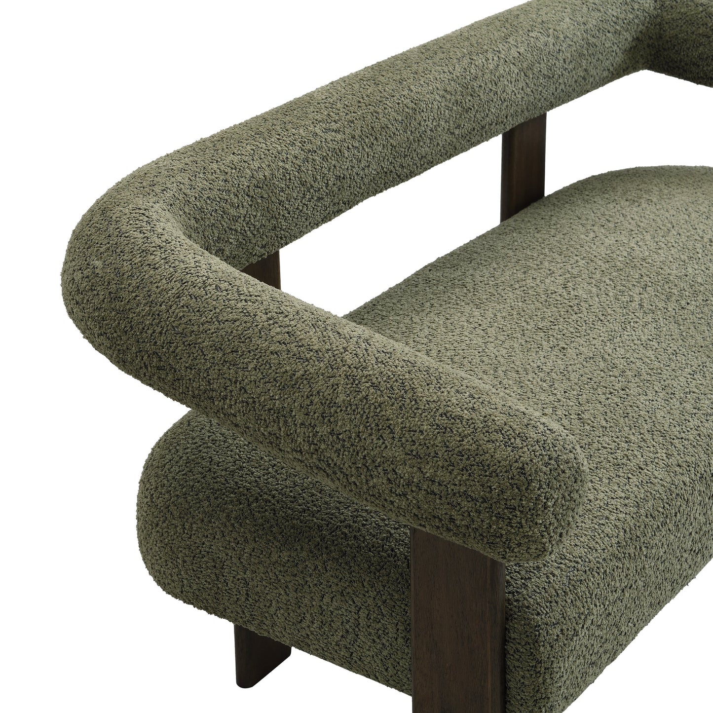 Round Armrest Loveseat (Green + Brown)