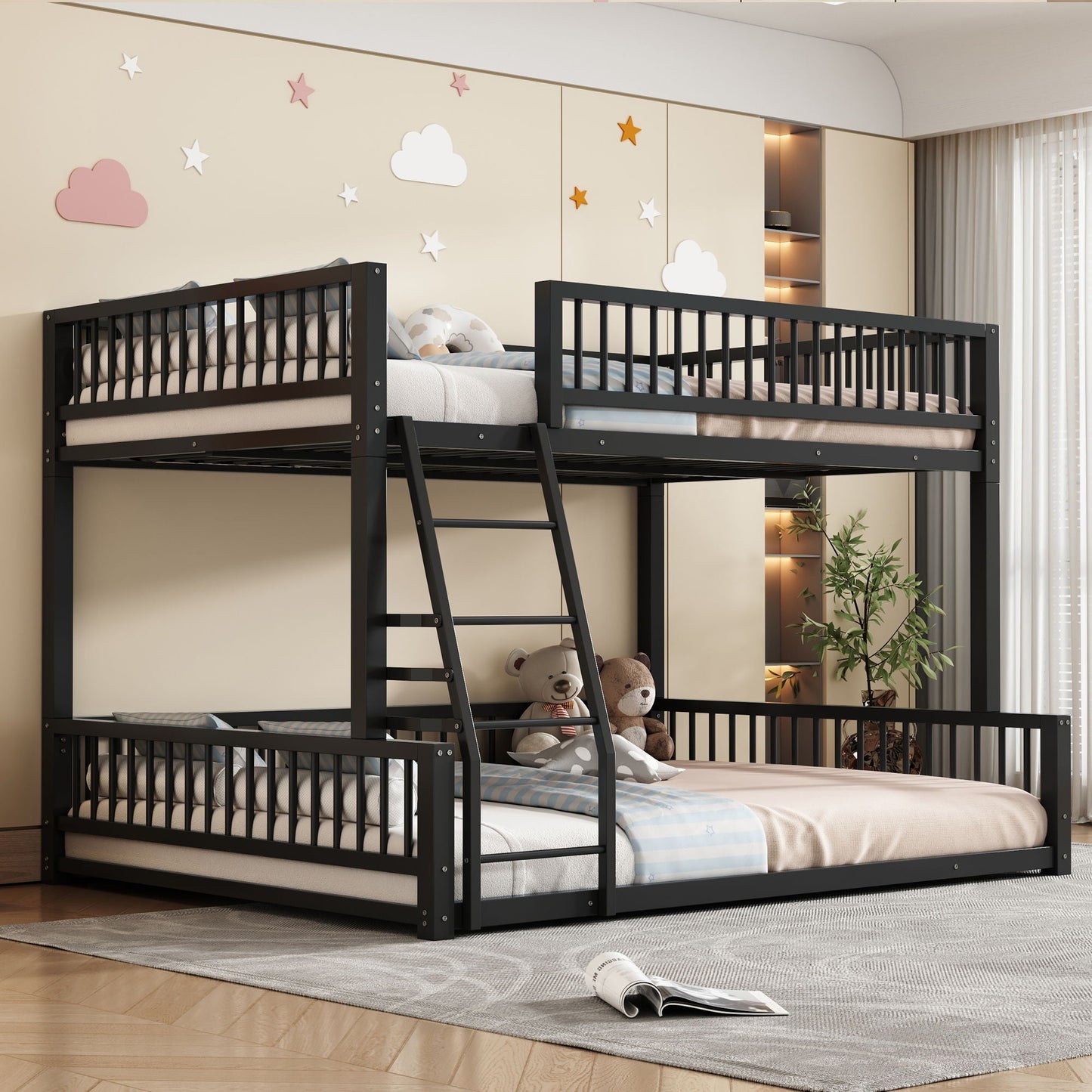 Bunk Bed With Ladder And Safety Guardrails