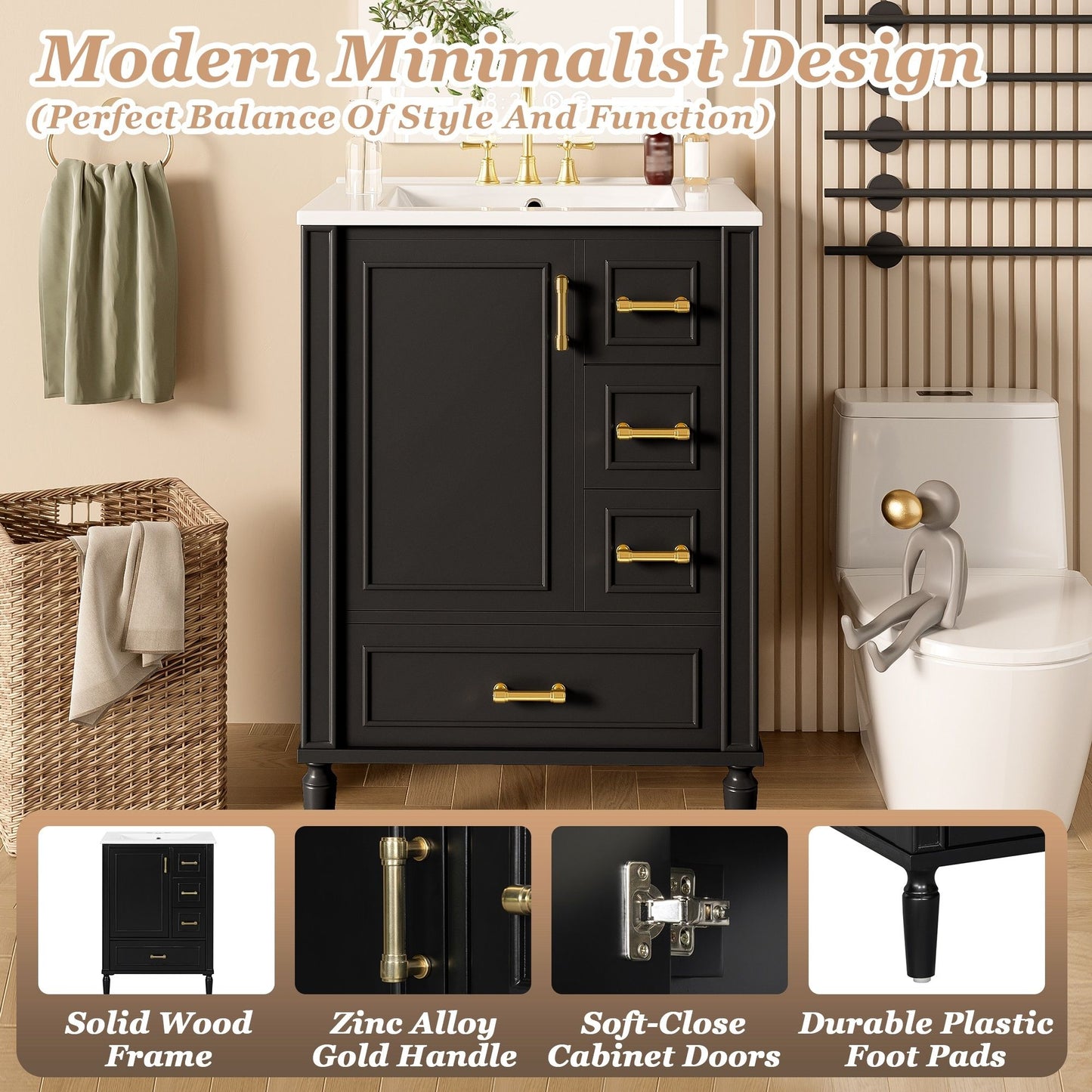 Traditional Bathroom Vanity Set With Soft Close Doors