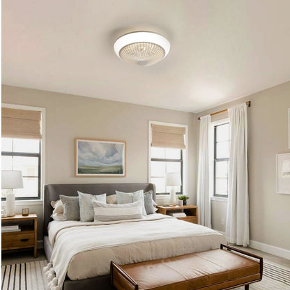 RGB Dimmable LED Enclosed Ceiling Fan With Remote Control, Bladeless Design - White