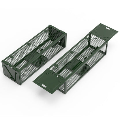 2-Pack Humane Live Rat Trap Cage with Dual Doors