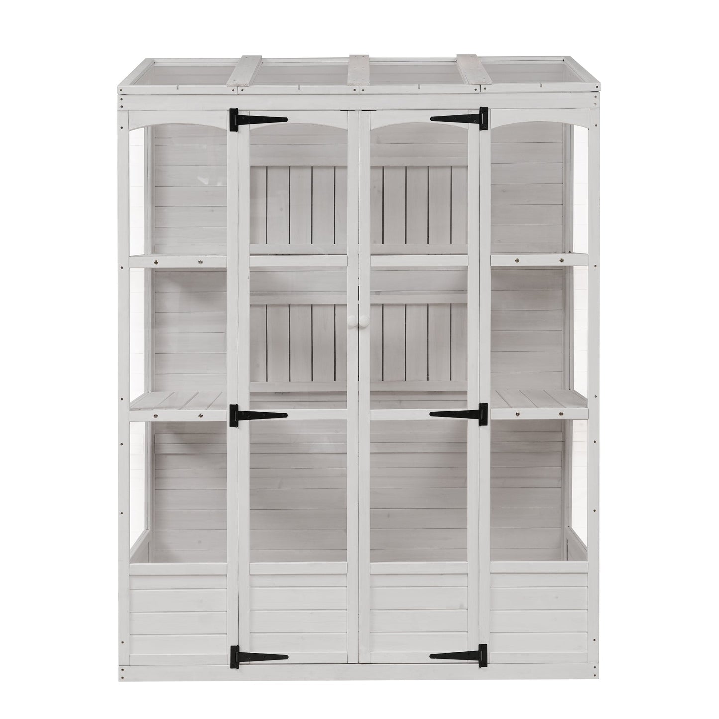 TOPMAX 78-Inch Wooden Greenhouse with Skylights and Folding Shelves