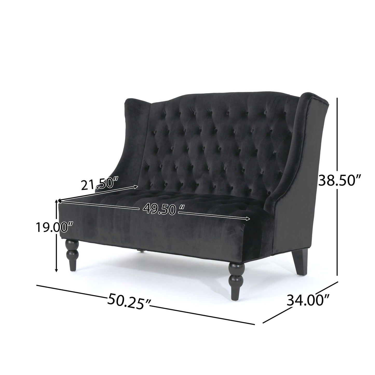 Nurturing Upholstered Loveseat With Wing Back And Diamond Tufting