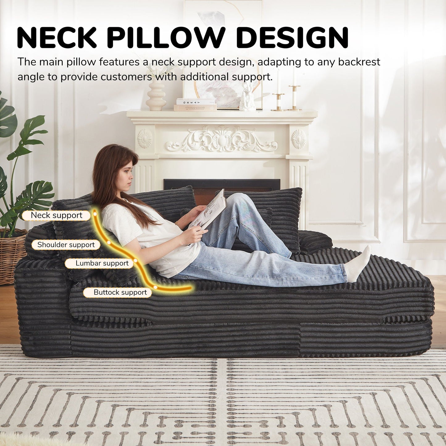 Semi Circular 2 In 1 Sofa Bed With Neck Pillow